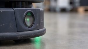 Robot autonomo che utilizza sistemi di percezione artificiale per interpretare l'ambiente circostante