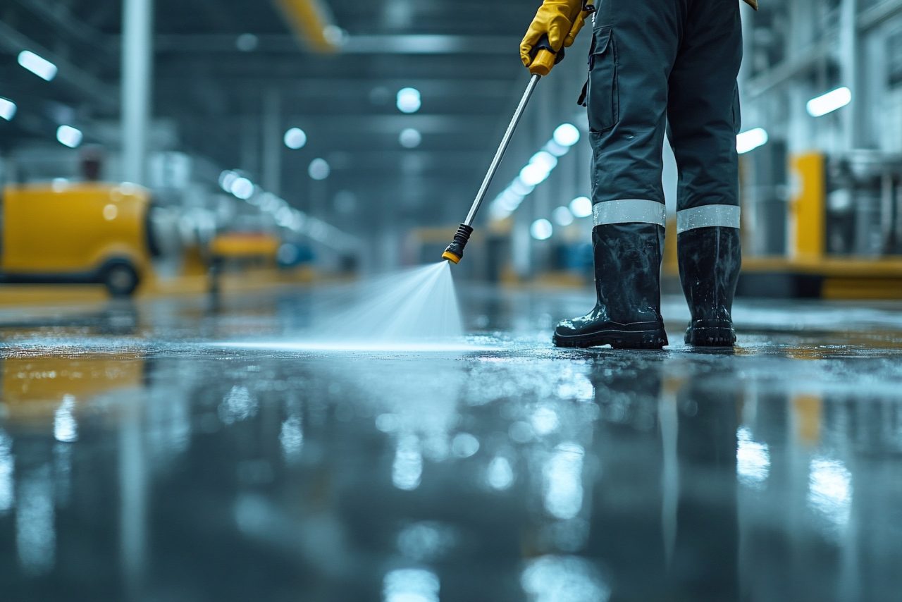 Pavimento industriale in resina con finitura liscia e resistente allo sporco